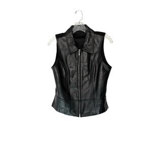 Wilsons Leather Vest Women's Motorcycle Biker Black Emo Grunge Goth Medium